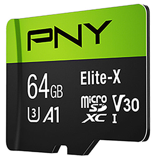 PNY 64GB Elite-X microSDXC UHS-I V30 Clase 10 con Adaptador SD 3-Pack