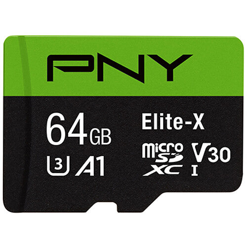 PNY 64GB Elite-X microSDXC UHS-I V30 Clase 10 con Adaptador SD 3-Pack