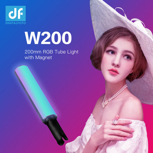 DigitalFoto Solution Limited W200 Tubo Luminoso RGB Magnético 7.9" 3000mAh con Mini Trípode