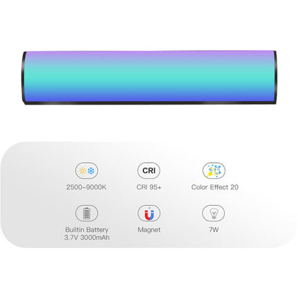 DigitalFoto Solution Limited W200 Tubo Luminoso RGB Magnético 7.9" 3000mAh con Mini Trípode