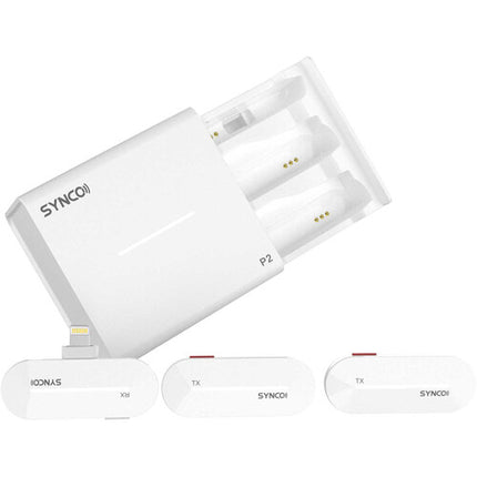Synco P2L Sistema Micrófono Inalámbrico Digital 2 Personas Blanco Perla 2.4 GHz 5 Horas Batería Estuche Carga