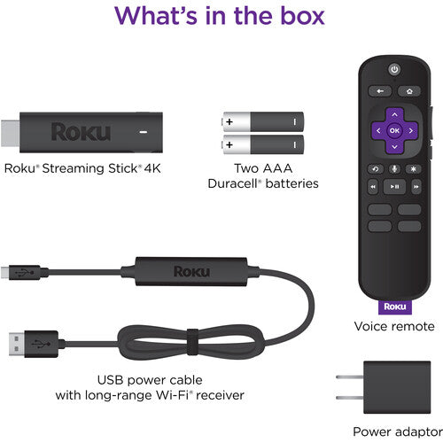 Roku Streaming Stick 4K Dispositivo 4K UHD HDR10 Control Por Voz