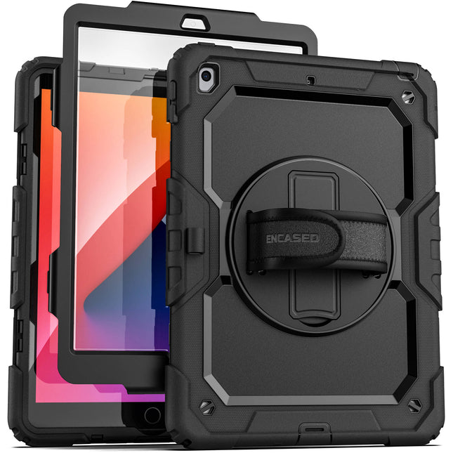 Encased Rugged Shield Funda para iPad 10.2" 7ª 8ª 9ª Gen con Correa y Protector HD