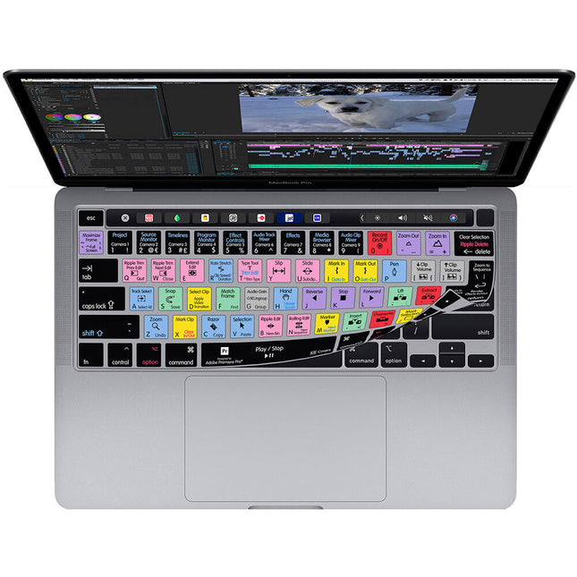 KB Covers Premiere Pro Funda de Teclado para MacBook Pro 13 y 16 Pulgadas Silicona Color Codificada