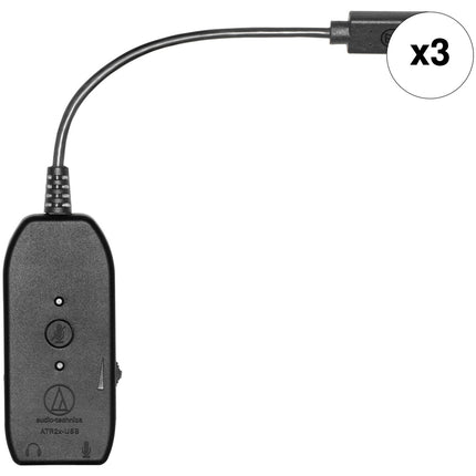 Audio-Technica ATR2x-USB Adaptador de Audio 16-Bit 48 kHz 3.5mm a USB Tipo-C 3 Pack