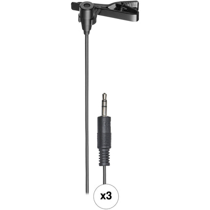 Audio-Technica ATR3350XiS Micrófono Lavalier Condensador Omnidireccional 3.5mm para Smartphones 3-Pack