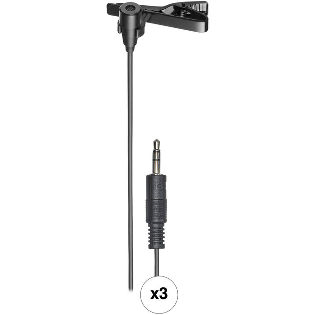 Audio-Technica ATR3350XiS Micrófono Lavalier Condensador Omnidireccional 3.5mm para Smartphones 3-Pack