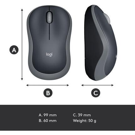 Logitech M185 Ratón Inalámbrico Gris Swift USB 2.4GHz 12 Meses batería