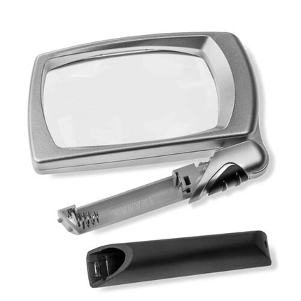 Carson Lupa Rectangular Plegable con Luz LED 2.5x  y Mango Compacto