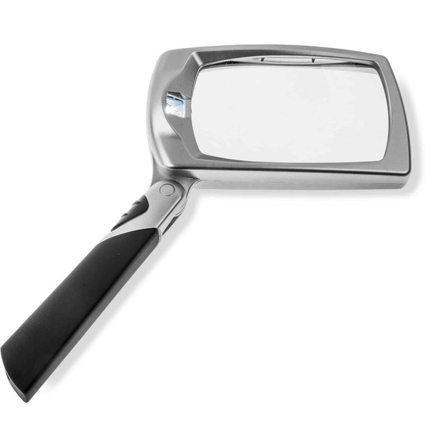 Carson Lupa Rectangular Plegable con Luz LED 2.5x  y Mango Compacto