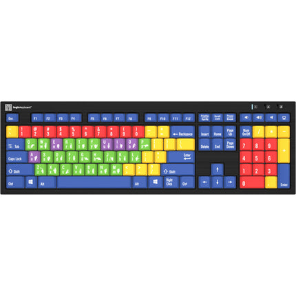 Logickeyboard Pedagogy Teclado de Aprendizaje para Windows con Teclas Codificadas y Luz USB