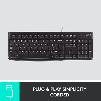 Teclado USB Logitech K120 Resistente a Derrames Compatible Windows Linux