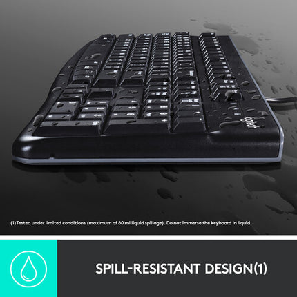 Teclado USB Logitech K120 Resistente a Derrames Compatible Windows Linux