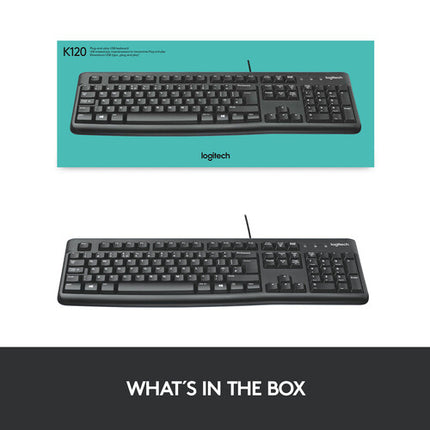Teclado USB Logitech K120 Resistente a Derrames Compatible Windows Linux