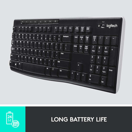 Logitech K270 Teclado inalámbrico USB alcance 10 m batería 2 años