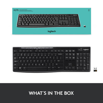 Logitech K270 Teclado inalámbrico USB alcance 10 m batería 2 años