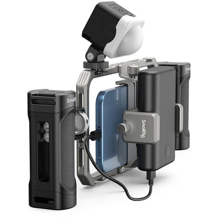 SmallRig Kit de Video Todo en Uno con Adaptador Mini Cold Shoe 1/4''-20 para Smartphones 2.5 a 3.5" Quick Basic Edition