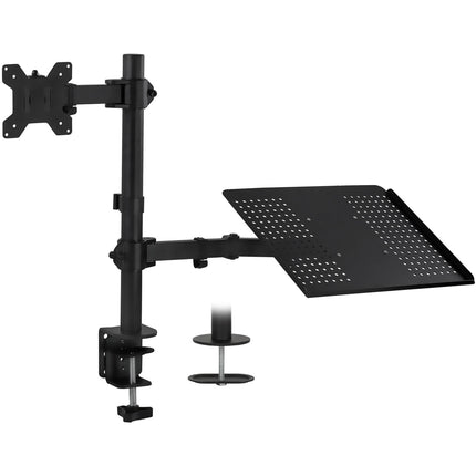 Mount-It! MI-4352LTMN Soporte para portátil y monitor doble hasta 27" 22 lb brazo