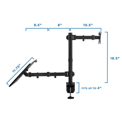 Mount-It! MI-4352LTMN Soporte para portátil y monitor doble hasta 27" 22 lb brazo