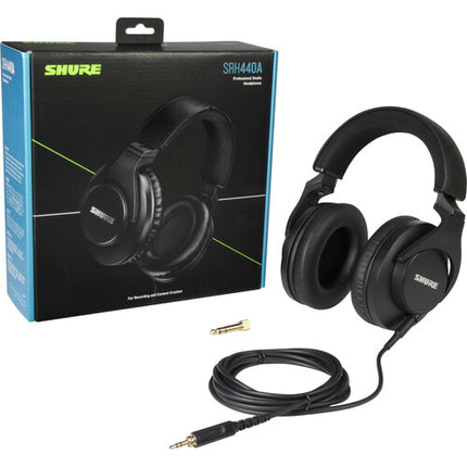 Shure SRH440A Auriculares de Estudio Cerrados 40mm Con Estuche y Adaptador