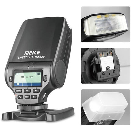 Meike MK320S Flash Speedlite TTL para cámaras Sony NEX Cabezal Ajustable 5600K
