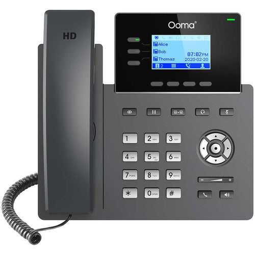 Ooma 2603 Teléfono IP de Escritorio 3 Líneas PoE Pantalla LCD