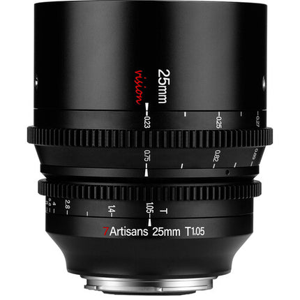 7Artisans 25mm T1.05 Vision Lente Cine Montura X con Enfoque en Pies y Metros