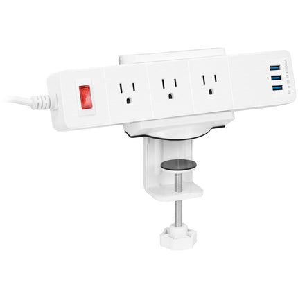Mount-It! Soporte de Escritorio Blanco con 3 Enchufes y 3 USB 0.4 a 2 Pulgadas