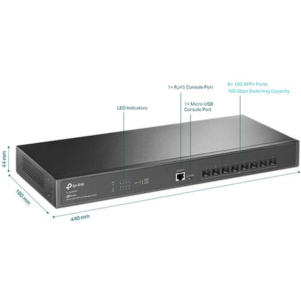 TP-Link TL-SX3008F JetStream Switch Gestionado 8 Puertos 10G SFP+ 160 Gb/s Rackmount
