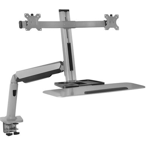 Mount-It! Soporte de Escritorio para Doble Monitor 20-27" con Bandeja de Teclado y Manejo de Cables