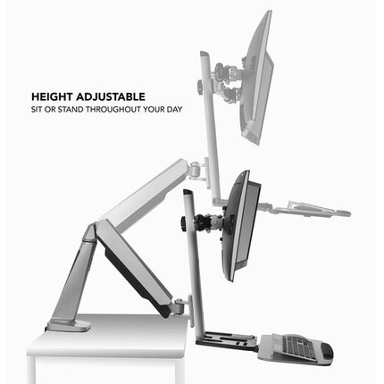 Mount-It! Soporte de Escritorio para Doble Monitor 20-27" con Bandeja de Teclado y Manejo de Cables