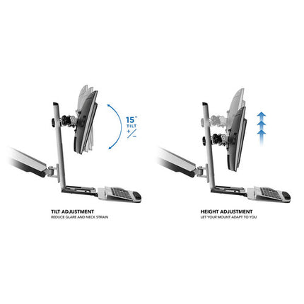 Mount-It! Soporte de Escritorio para Doble Monitor 20-27" con Bandeja de Teclado y Manejo de Cables