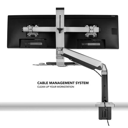 Mount-It! Soporte de Escritorio para Doble Monitor 20-27" con Bandeja de Teclado y Manejo de Cables