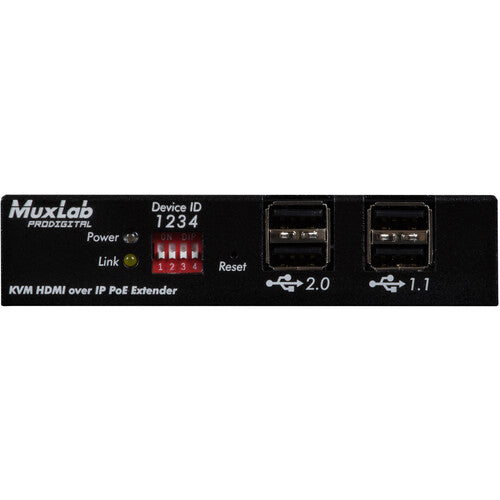 MuxLab UHD 4K KVM Receptor Extensor HDMI sobre IP PoE 4K60 HDR 100 m USB 4x Type-A