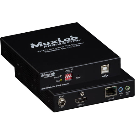 MuxLab UHD 4K Transmisor Extensor KVM HDMI sobre IP PoE 4K60 HDR 100 m