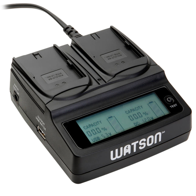 Watson Duo Cargador LCD Kit con 2 Placas Adaptadoras para LP-E6 y LP-E6N 100-240VAC USB