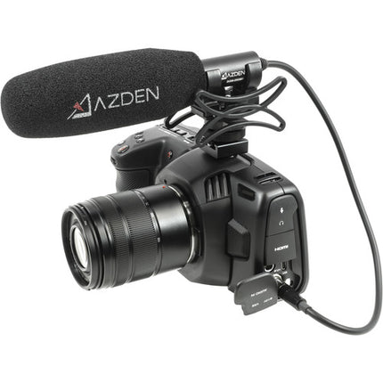 Azden SGM-250MX Micrófono Shotgun Mini-XLR con Paraviento y Montura para Cámara