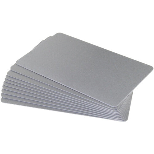 Evolis CR-80 Tarjetas PVC para impresoras de ID 100 unidades 30 mil plateadas