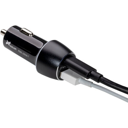 Xcellon Cargador de Coche Dual USB PD 45W con 27W Tipo C y 18W Tipo A
