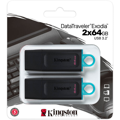 Kingston DataTraveler Exodia Memoria USB 3.2 64GB 2 Pack Azul