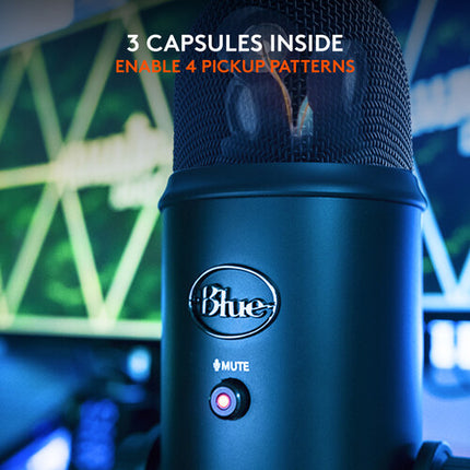 Blue Yeti Micrófono USB Blackout Calidad 48 kHz 16-Bit Incluye Stand y Cable USB
