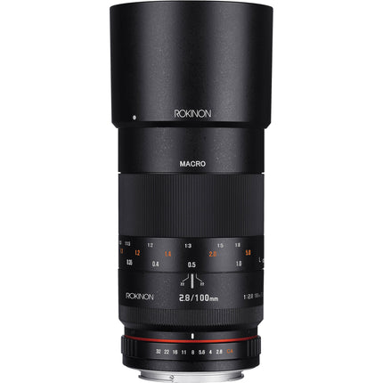 Rokinon 100mm f/2.8 Objetivo Macro para Canon EF con 1:1 de aumento y apertura f/2.8 a f/32