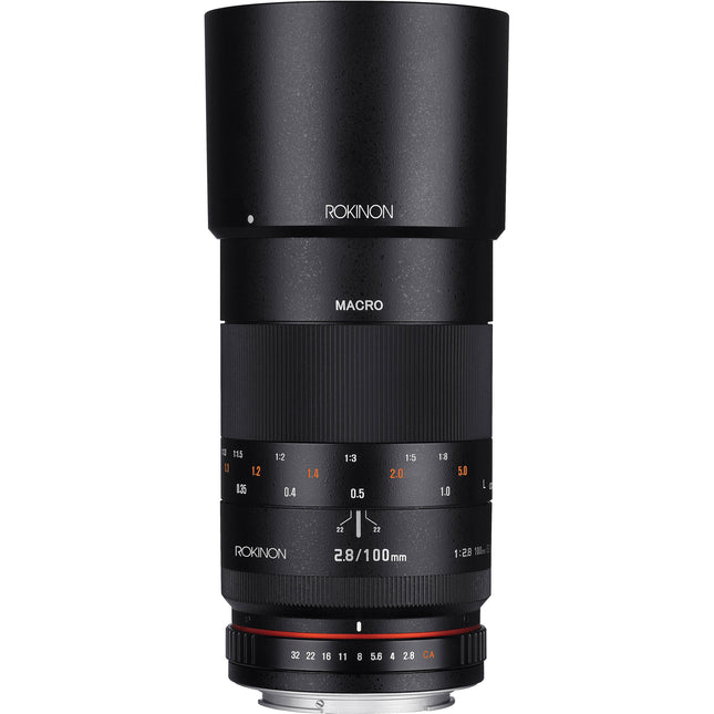 Rokinon 100mm f/2.8 Objetivo Macro para Canon EF con 1:1 de aumento y apertura f/2.8 a f/32