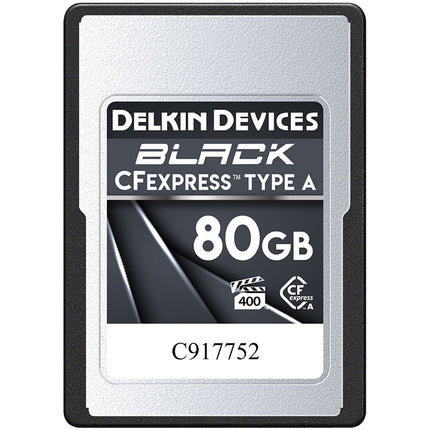 Delkin Devices 80GB CFexpress Tipo A Tarjeta Memoria Negra 880MBs