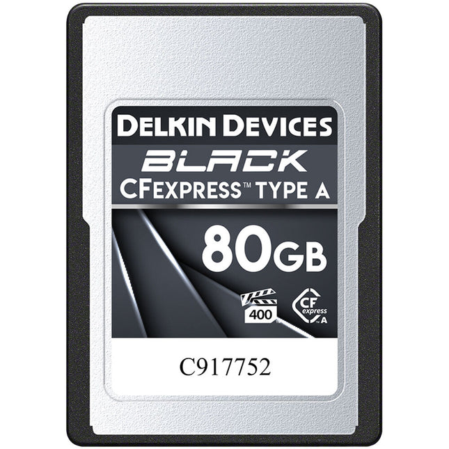 Delkin Devices 80GB CFexpress Tipo A Tarjeta Memoria Negra 880MBs
