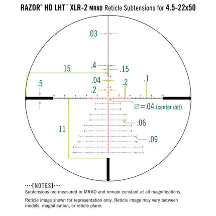 Vortex Razor HD LHT 4.5-22x50 Visor Riflescope Primer Plano Tacto RevStop Zero