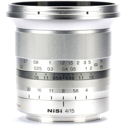 NiSi 15mm f/4 Sunstar ASPH Objetivo Full Frame para Canon RF Plata incluye tapas y garantía