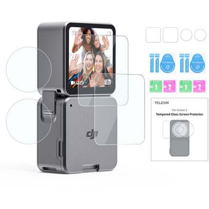 TELESIN Power Combo Protector para DJI Action 2 con 2 láminas de lente y pantalla