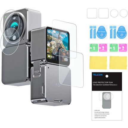 TELESIN HD Power Combo Protector de Pantalla y Lente para DJI Action 2 Anti-Rayas Sensible al Tacto
