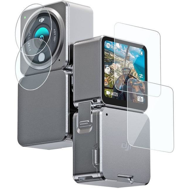 TELESIN HD Power Combo Protector de Pantalla y Lente para DJI Action 2 Anti-Rayas Sensible al Tacto